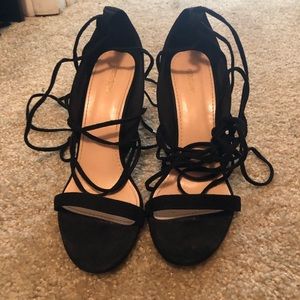 Black strappy heel sandals